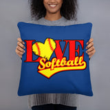 Love Softball Basic Pillow BLUE