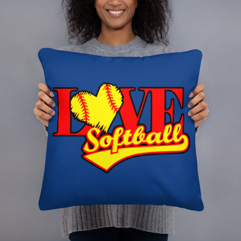 Love Softball Basic Pillow BLUE