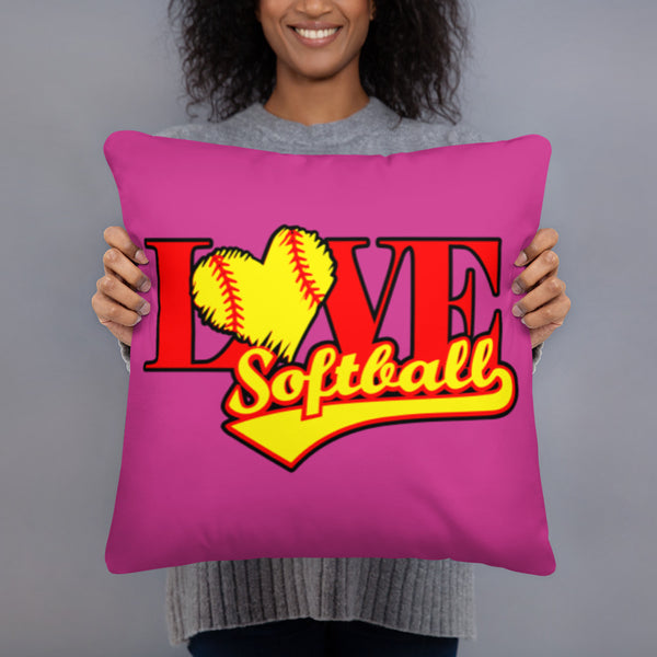 Softball Love Basic Pillow PINK