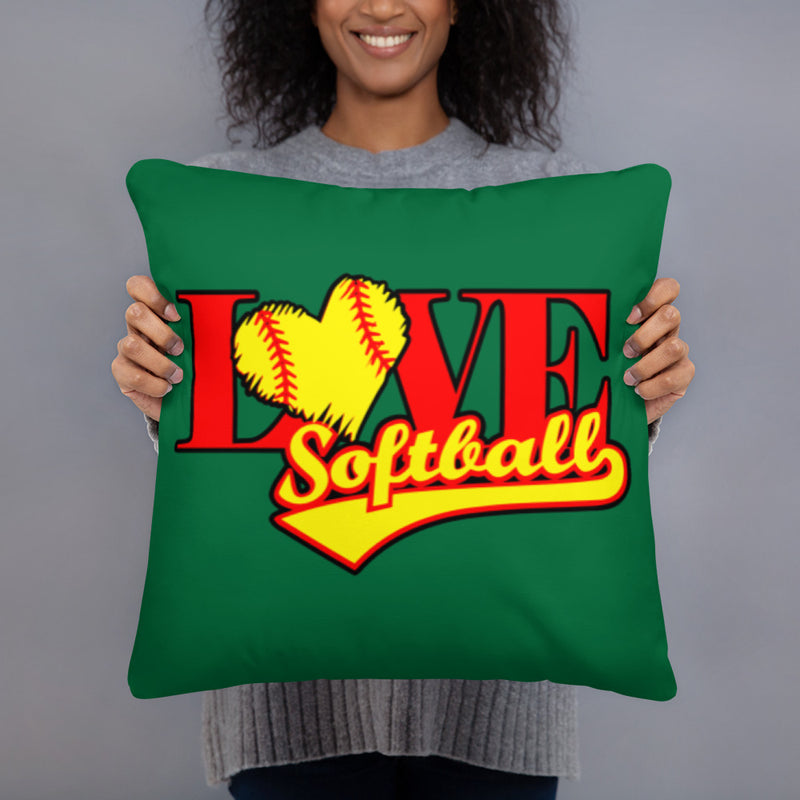 Softball Love Basic Pillow GREEN