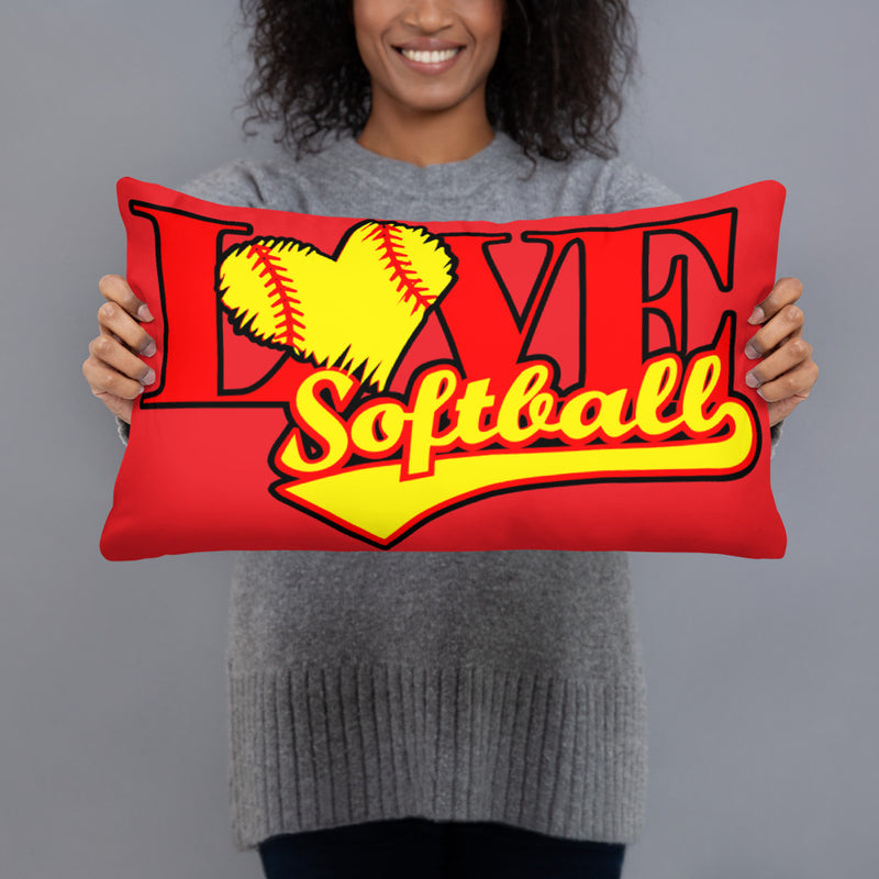 Love Softball Basic Pillow RED