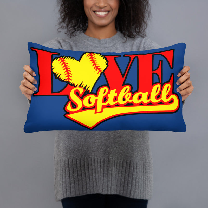 Love Softball Basic Pillow BLUE