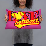 Softball Love Basic Pillow PINK