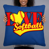 Love Softball Basic Pillow BLUE