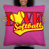 Softball Love Basic Pillow PINK