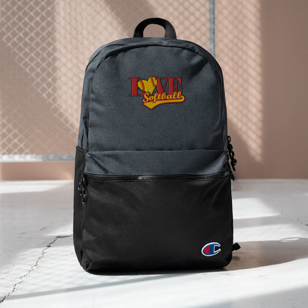 Love Softball Embroidered Champion Backpack