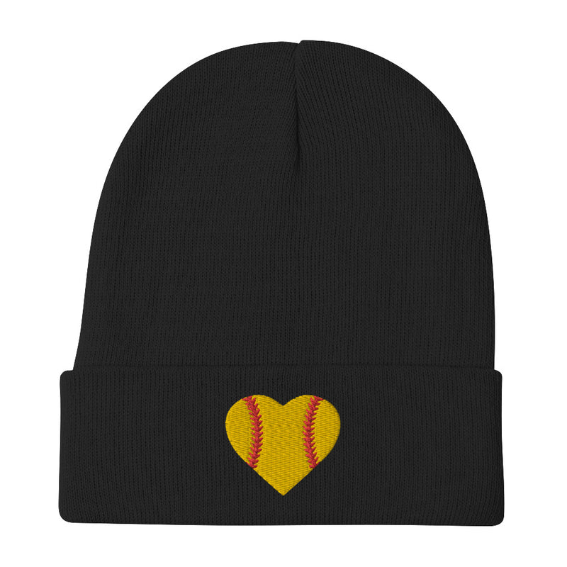 Softball Heart Embroidered Beanie