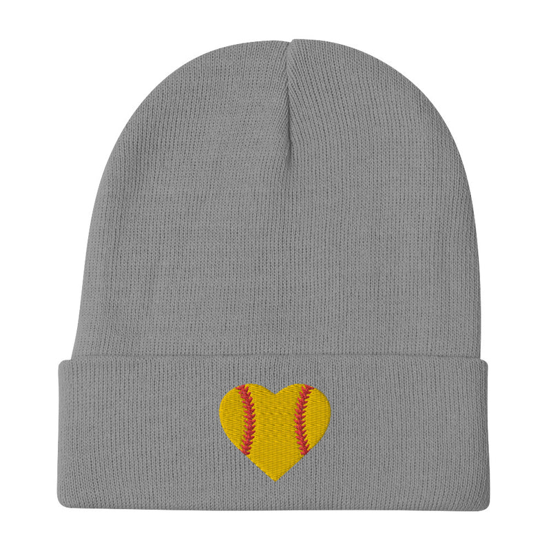 Softball Heart Embroidered Beanie