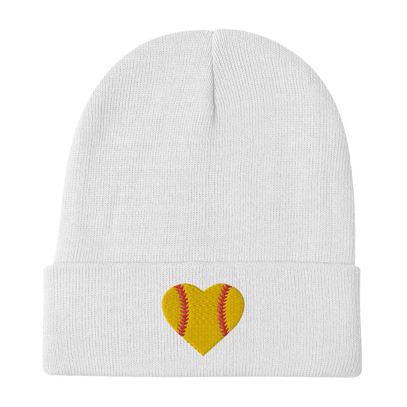 Softball Heart Embroidered Beanie