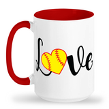 Softball Love Tall glossy ceramic mug