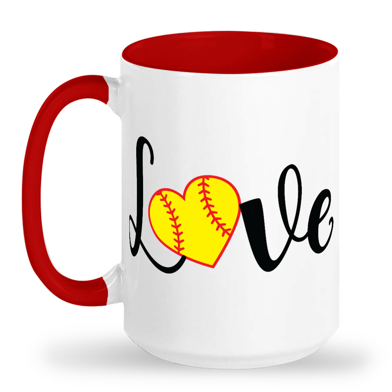 Softball Love Tall glossy ceramic mug