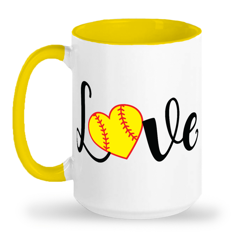 Softball Love Tall glossy ceramic mug