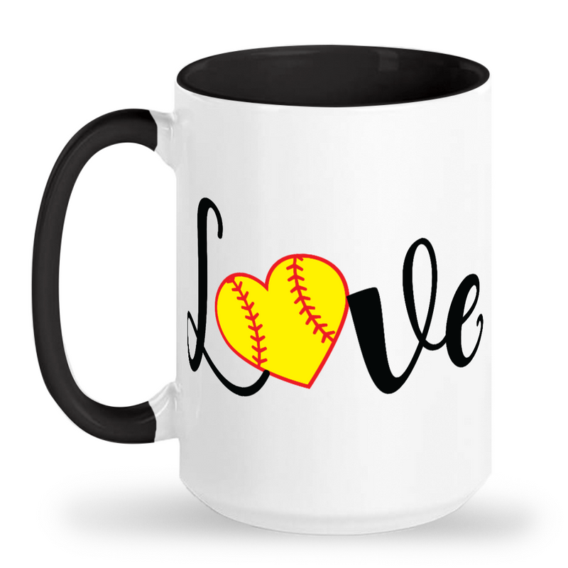 Softball Love Tall glossy ceramic mug