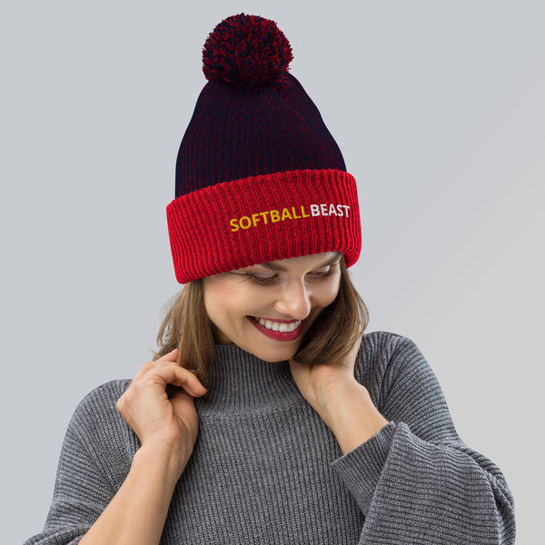 Softball Beast Pom-Pom Beanie