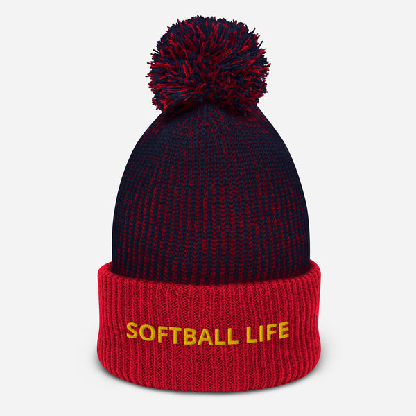 Softball Life Pom-Pom Beanie