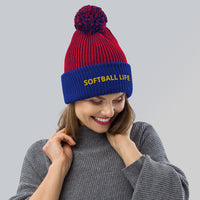 Softball Life Pom-Pom Beanie